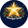 Wzór: Przypinka Wesołych Świąt Złota Gwiazda – świąteczna grafika z napisem Wesołych Świąt