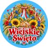 Wzór: Przypinka Wiejskie Święto – pastelowa grafika z napisem Wiejskie Święto