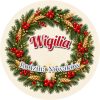 Wzór: Przypinka Wieniec Wigilijny – napis Wigilia i pole rodzina na świątecznej grafice
