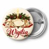 Przypinka Wigilia Stół: przypinka na Boże Narodzenie z napisem Wigilia – przód i aluminiowy tył z agrafką