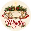 Wzór: Przypinka Wigilia Stół – świąteczna grafika z napisem Wigilia