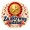 Wzór: Przypinka Za Aktywny Udział Seniora – pastelowa grafika z napisem Za aktywny udział