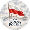 Wzór: Przypinka Za Wolną Polskę Flaga – biało-czerwona grafika z napisem ZA WOLNĄ POLSKĘ