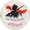Wzór: Przypinka Za Wolność Legionista – napis ZA WOLNOŚĆ i pole napis dolny na biało-czerwonej grafice