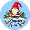 Wzór: Przypinka Zimowe Święta Skrzat – świąteczna grafika z napisem Zimowe Święta