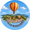 Wzór: Przypinka Zjazd Rodzinny Balon – napis ZJAZD RODZINNY i pole data na pastelowym tle
