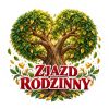 Wzór: Przypinka Zjazd Rodzinny Serce – pastelowa grafika z napisem ZJAZD RODZINNY