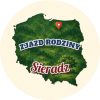 Wzór: Przypinka Zjazd Rodziny Mapa Polski – napis ZJAZD RODZINY i pole miejscowość na pastelowym tle